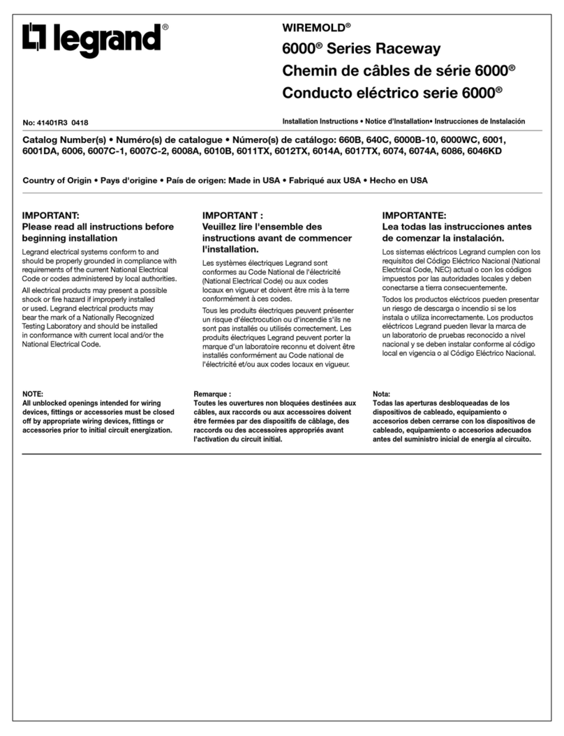 LEGRAND WIREMOLD 6000 Series installation instructions