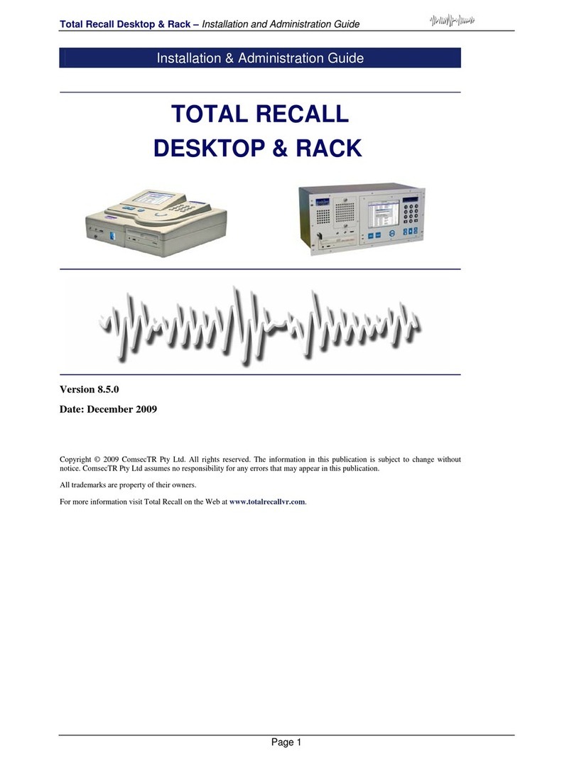 ComsecTR TOTAL RECALL DESKTOP Instruction Manual