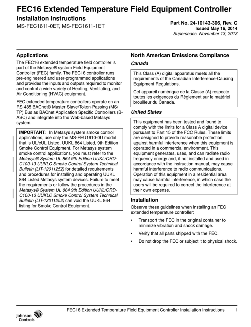 Johnson Controls FEC16 Series User manual Johnson Controls FEC16 Series User manual
