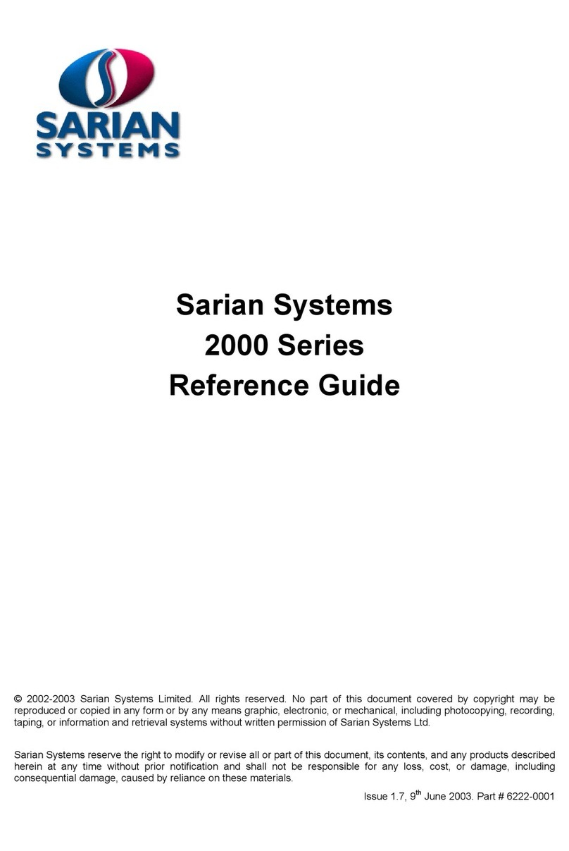 Sarian Systems 2000 Series User manual