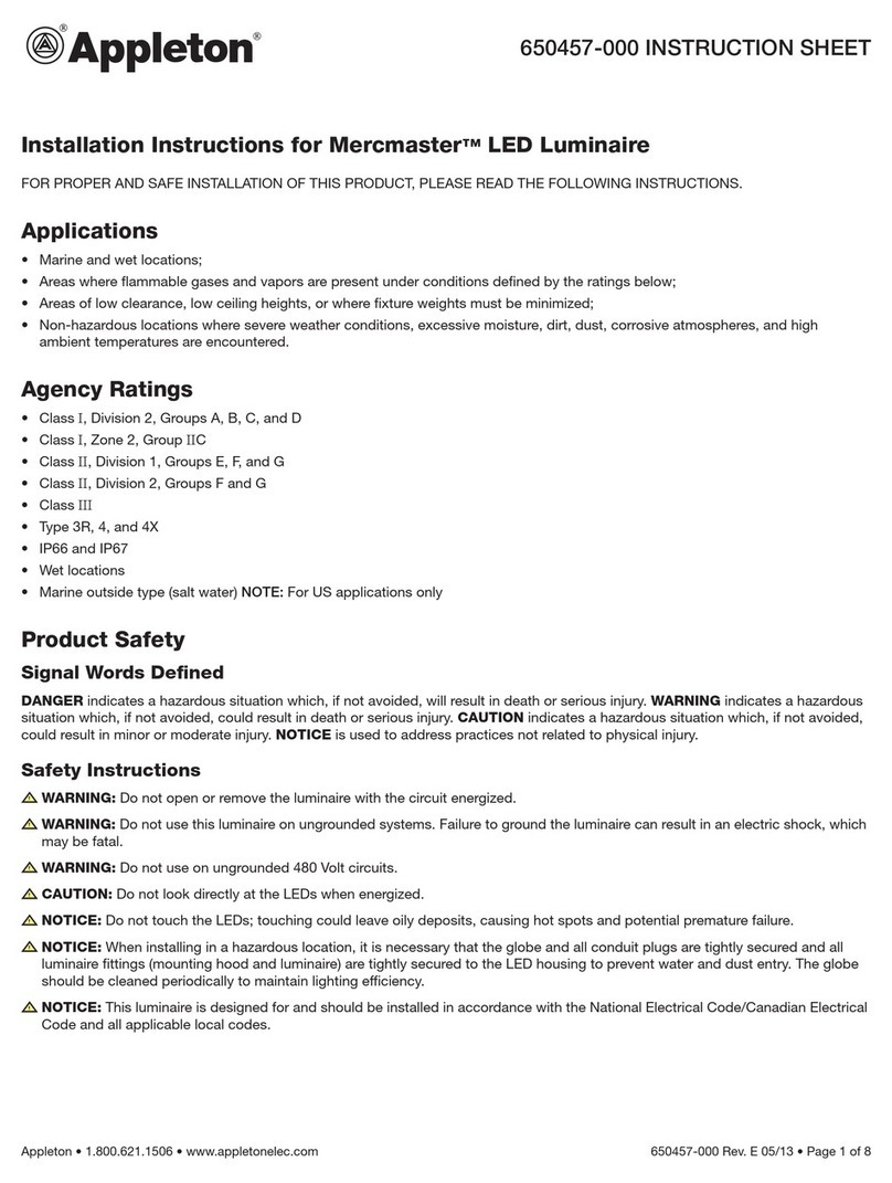 Appleton Mercmaster Series installation instructions Appleton Mercmaster Series installation instructions