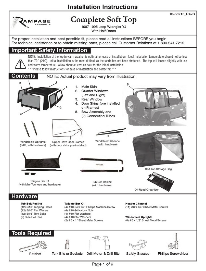 Rampage Complete Soft Top installation instructions Rampage Complete Soft Top installation instructions