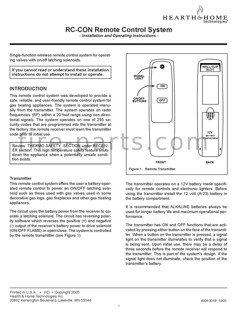 Hearth & Home RC-CON User manual Hearth & Home RC-CON User manual