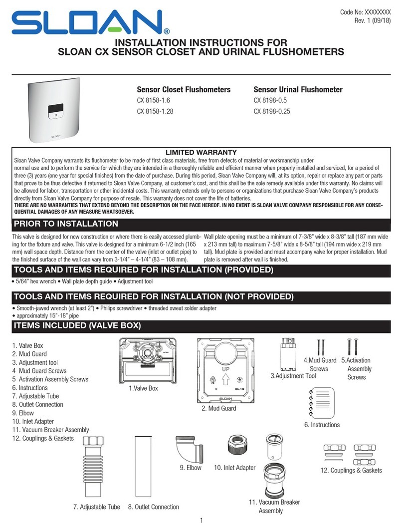 Sloan CX Series installation instructions