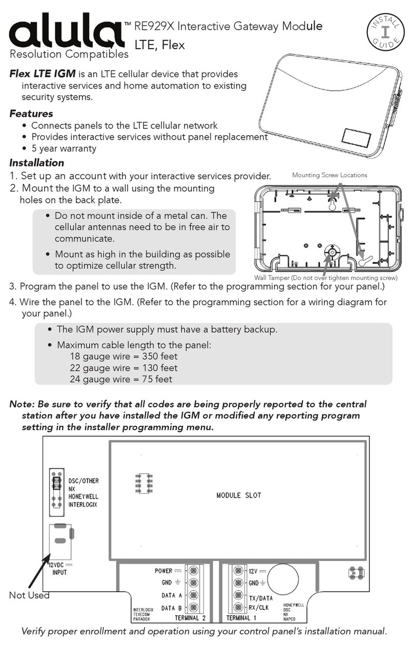 Alula RE929X Series manual