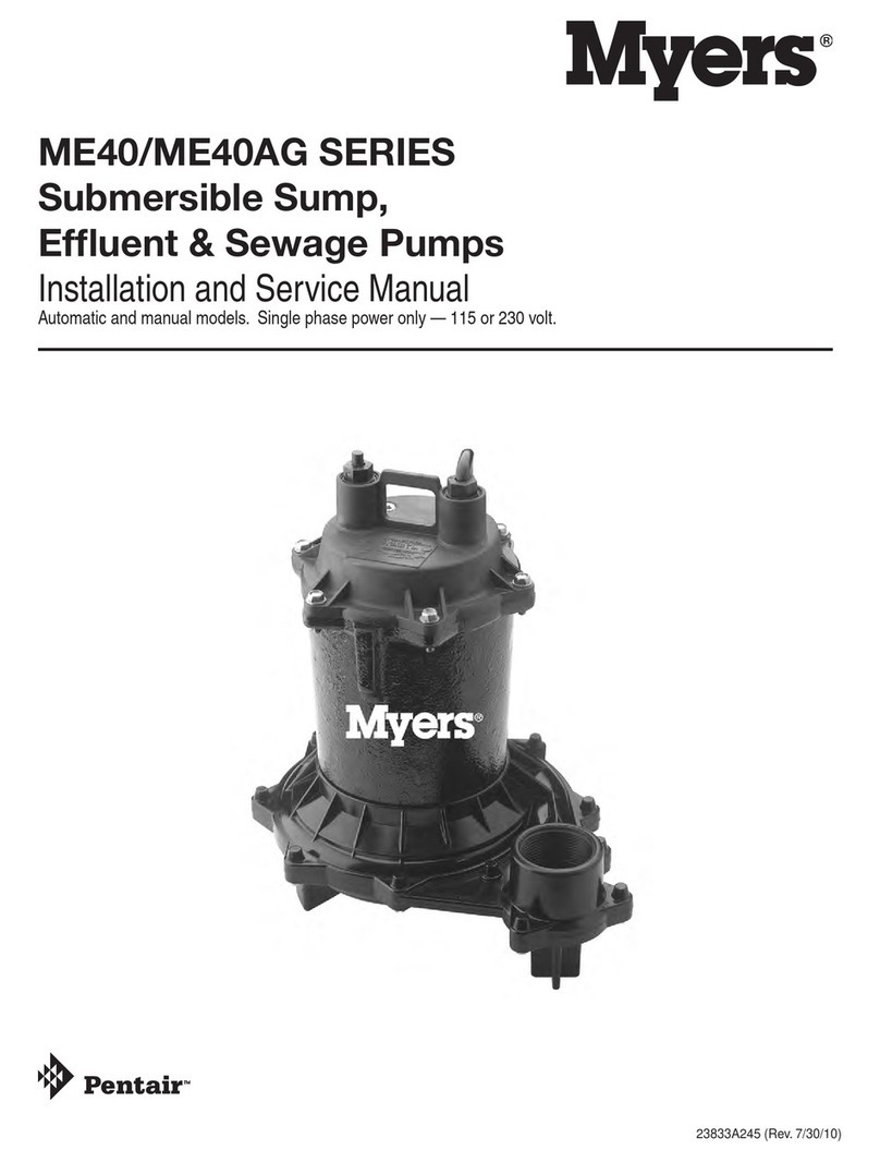 Pentair Myers ME40 Series Installation and service manual