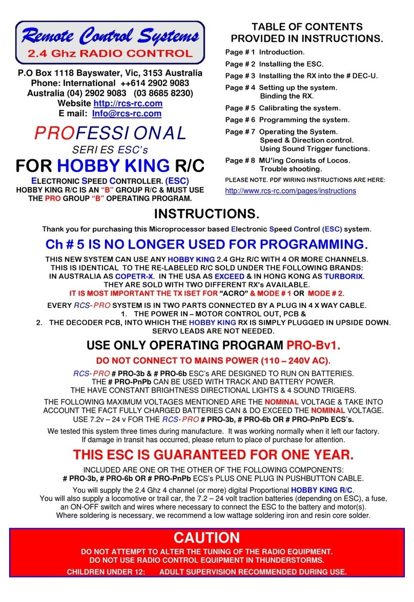 Remote Control Systems PROFESSIONAL ESC's Series User manual Remote Control Systems PROFESSIONAL ESC's Series User manual