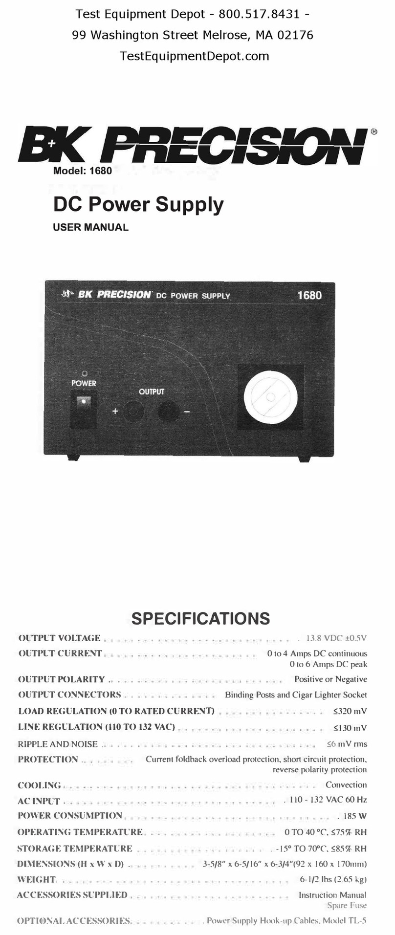 B+K precision 1680 User manual