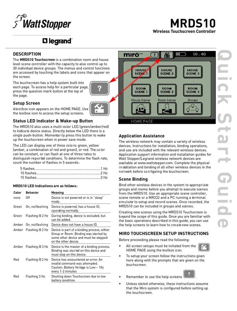 wattstopper Legrand Miro MRDS10 quick start guide