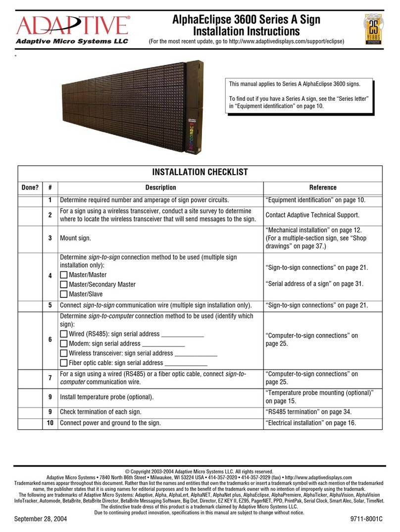 Adaptive Micro Systems AlphaEclipse 3600 A Series User manual