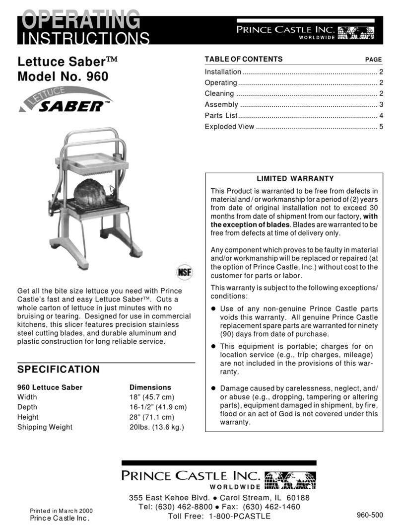 Prince Castle Lettuce Saber 960 User manual