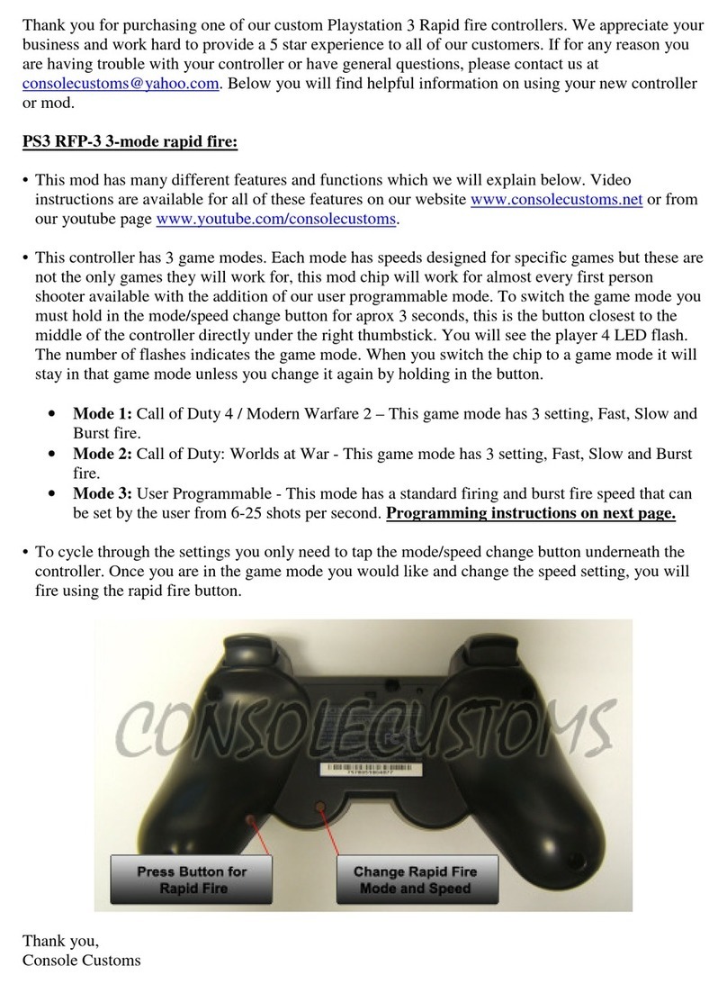 Console Customs RFP-3 Programming instructions