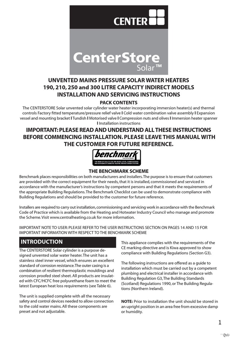 Center CenterStore Solar Series SERVICING INSTALLATION AND SERVICING INSTRUCTIONS