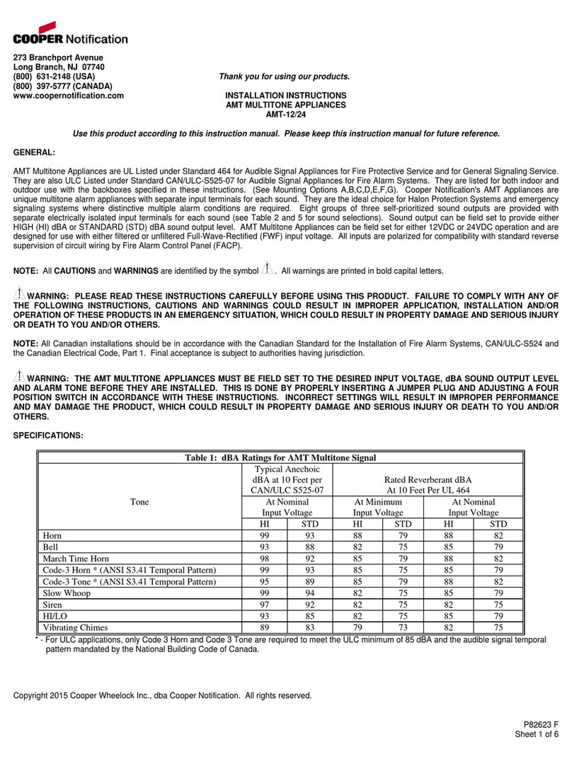 Cooper Notification AMT-12/24 installation instructions Cooper Notification AMT-12/24 installation instructions