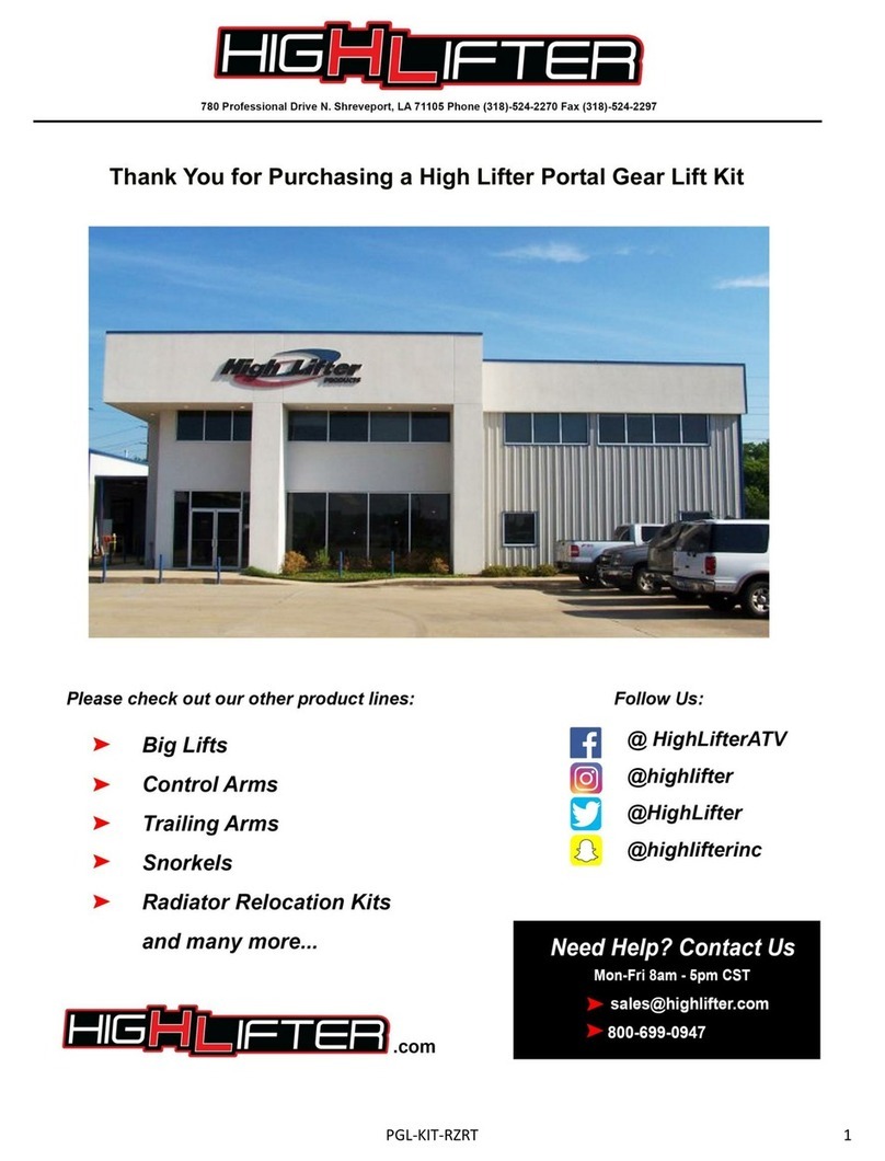 High Lifter PGL-KIT-RZRT User manual