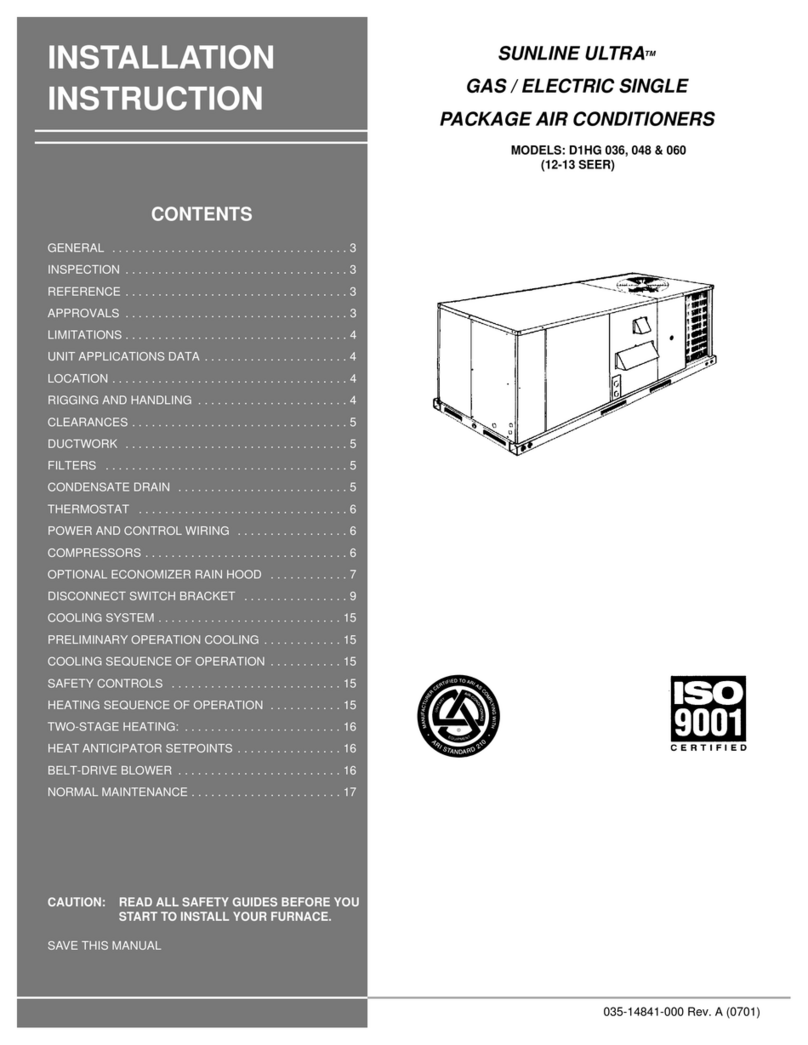 York SUNLINE ULTRA D1HG 048 User manual