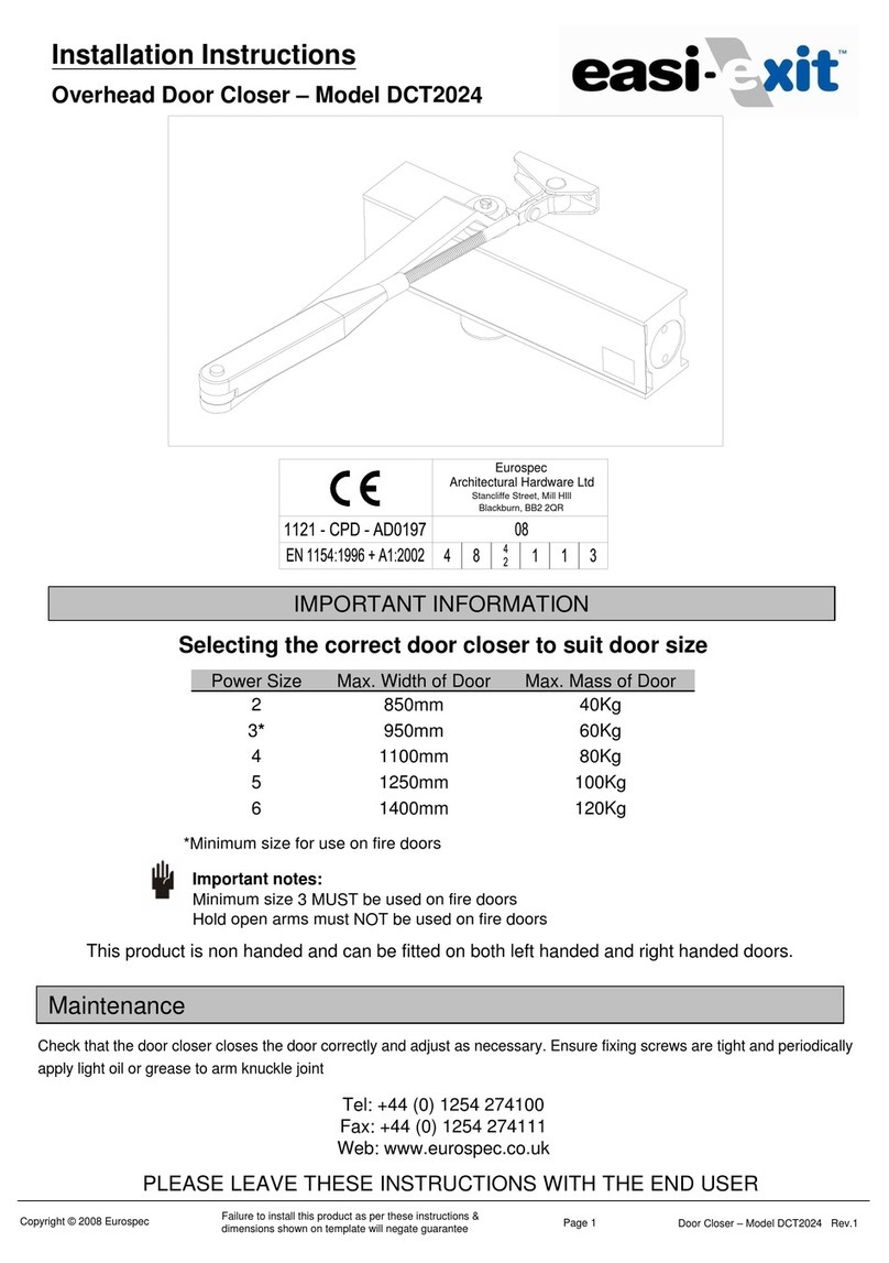Easi-Exit DCT2024 installation instructions