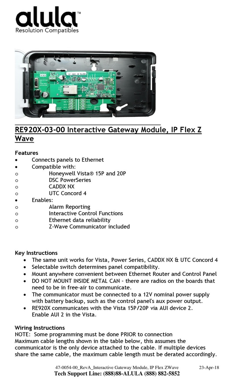 Alula RE920-03-00 Series manual