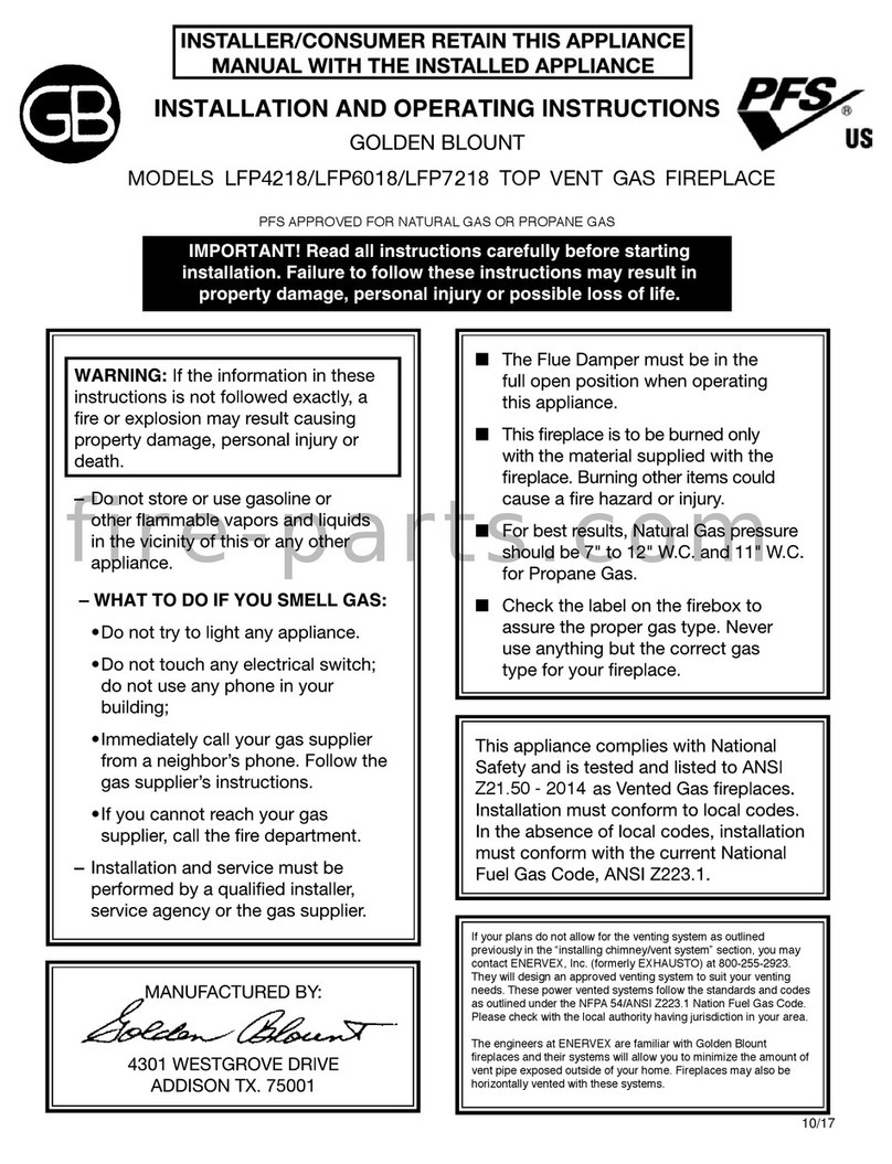 Golden Blount LFP7218 Installation and operating instructions