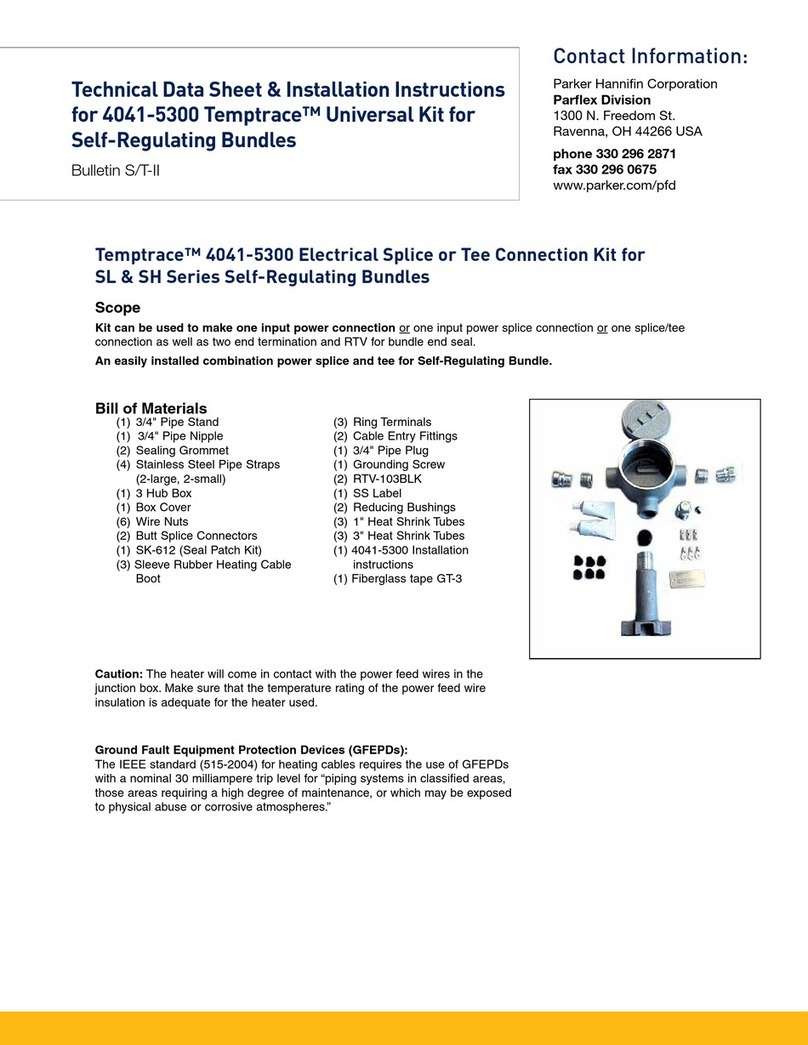 Parker Temptrace SL Series Technical Data Sheet & Installation Instructions