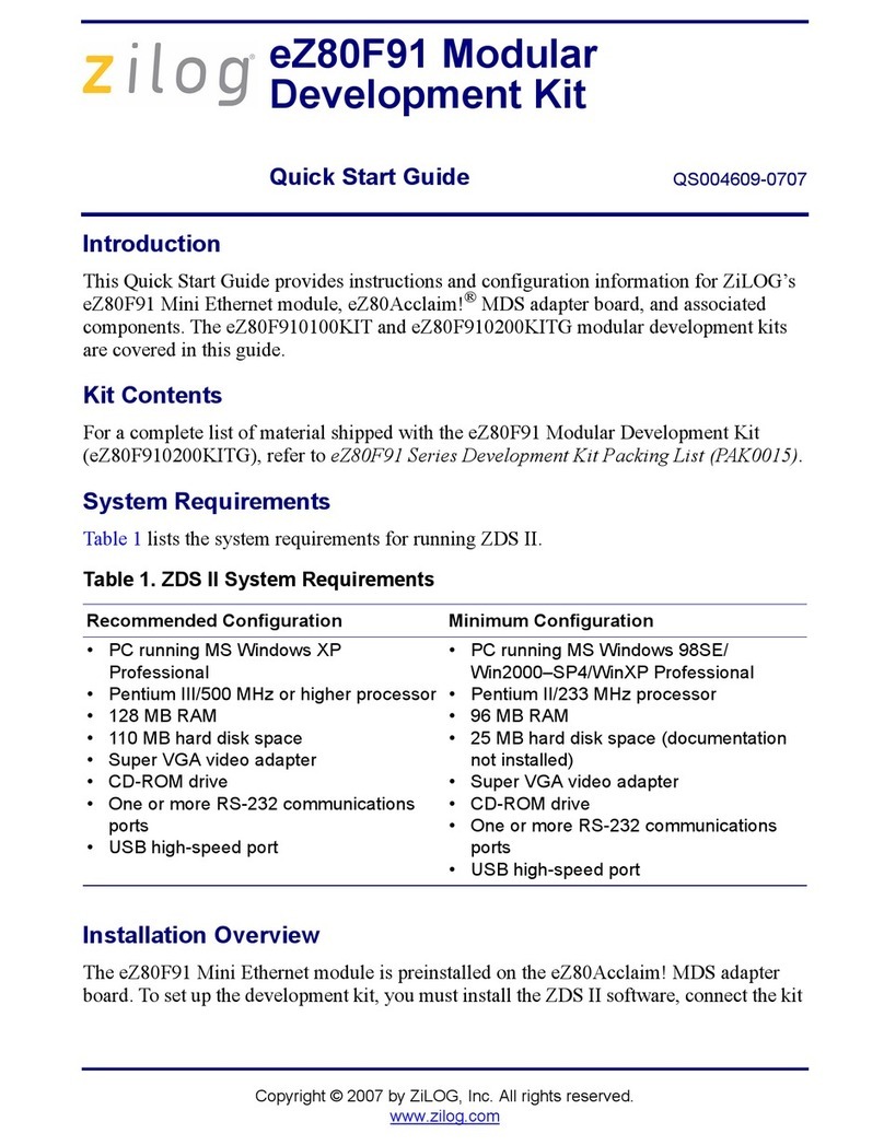 ZiLOG eZ80F91 quick start guide
