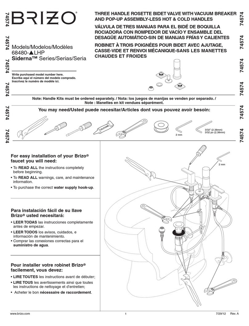 Brizo Siderna 68480 LHP Series User manual