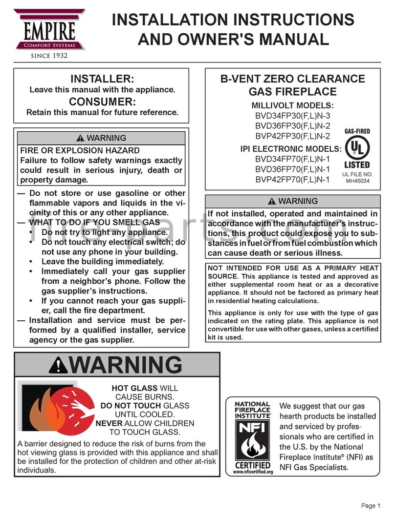 Empire Comfort Systems MILLIVOLT 3 Series Installation instructions and owner's manual