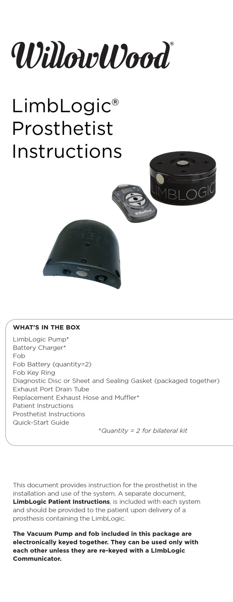 WillowWood LimbLogic Series instructions