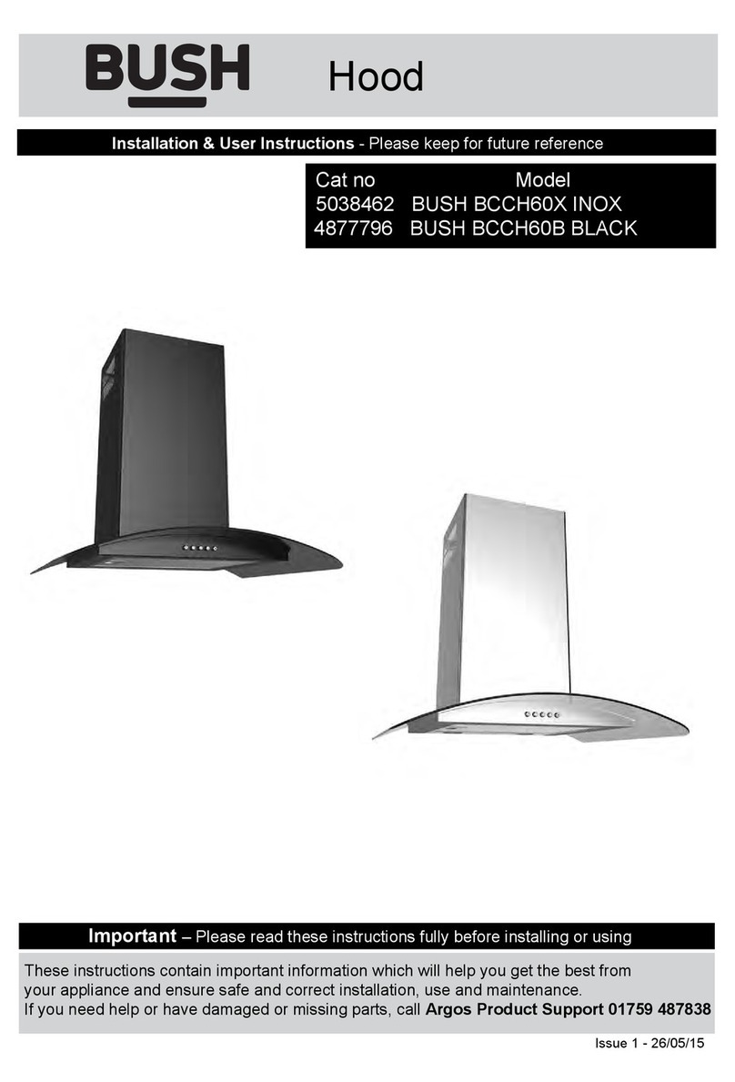 Bush BCCH60X INOX Installation & user's instructions Bush BCCH60X INOX Installation & user's instructions