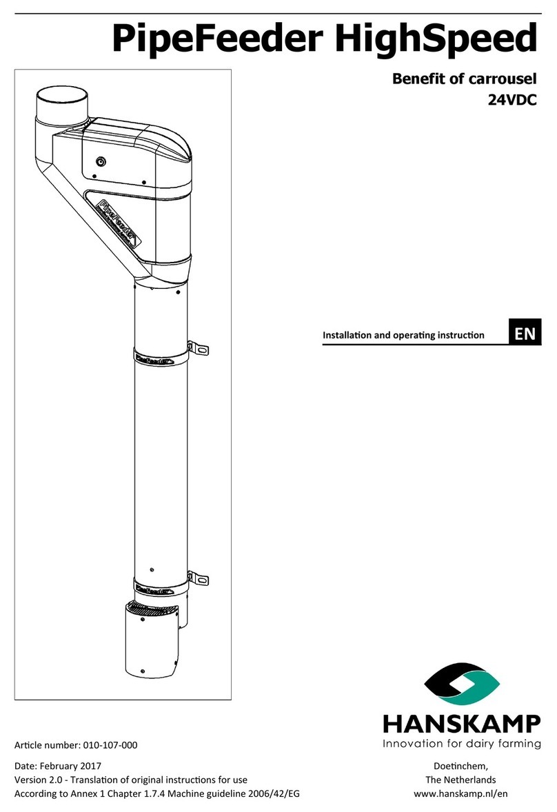 Hanskamp PipeFeeder HighSpeed Installation and operating instruction