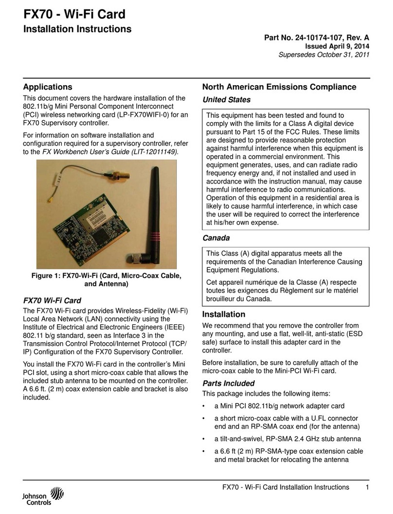 Johnson Controls FX70 installation instructions