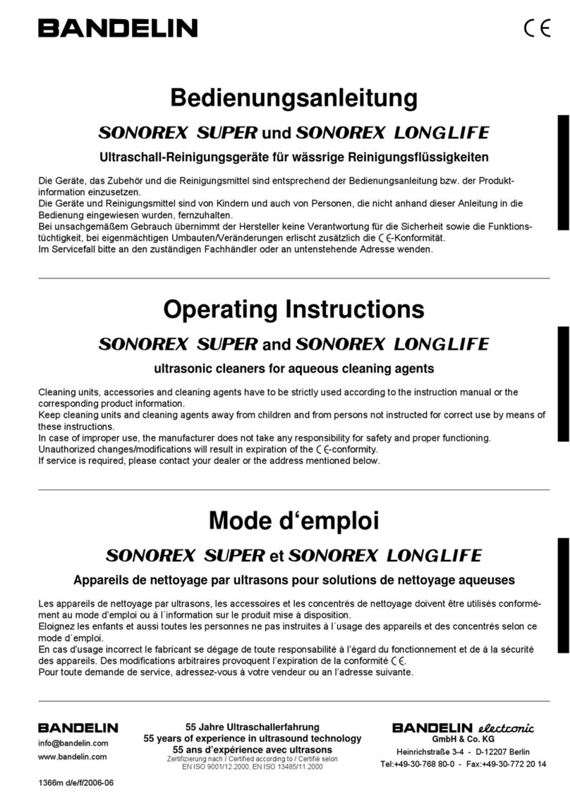 BANDELIN Sonorex Super operating instructions