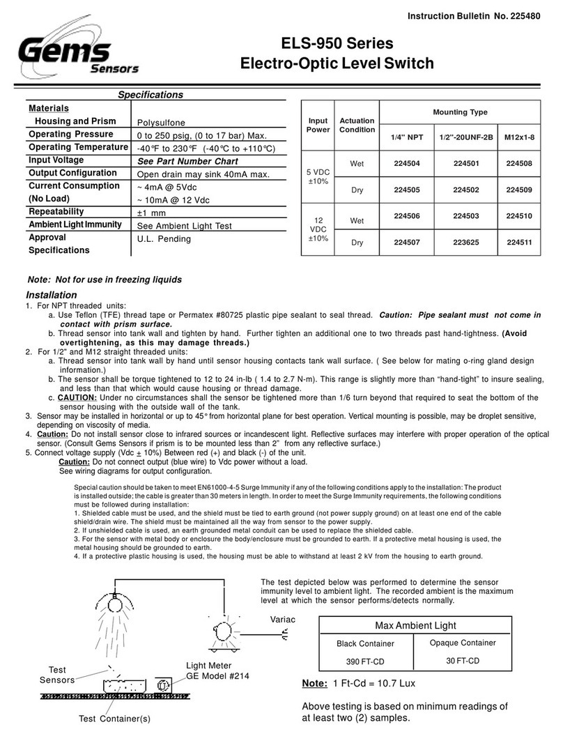 Gems Sensors ELS-950 Series Training manual