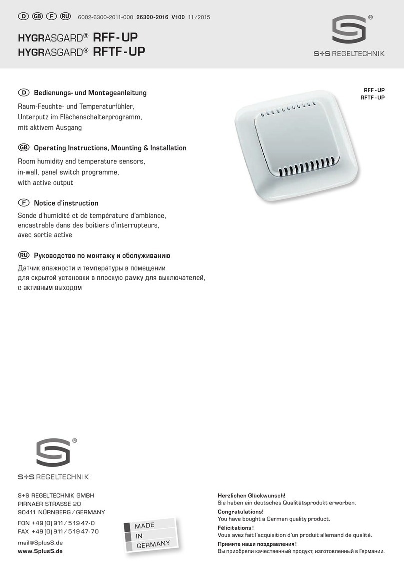 S+S Regeltechnik HYGRASGARD RFF-UP Operating Instructions, Mounting & Installation