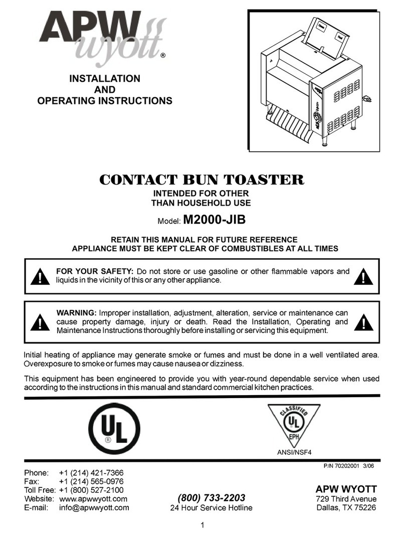 APW Wyott M2000-JIB Installation and operating instructions