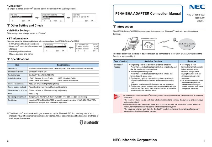 NEC IP3NA-BHA Connection manual