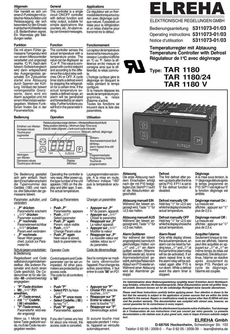 ELREHA TAR 1180/24 operating instructions