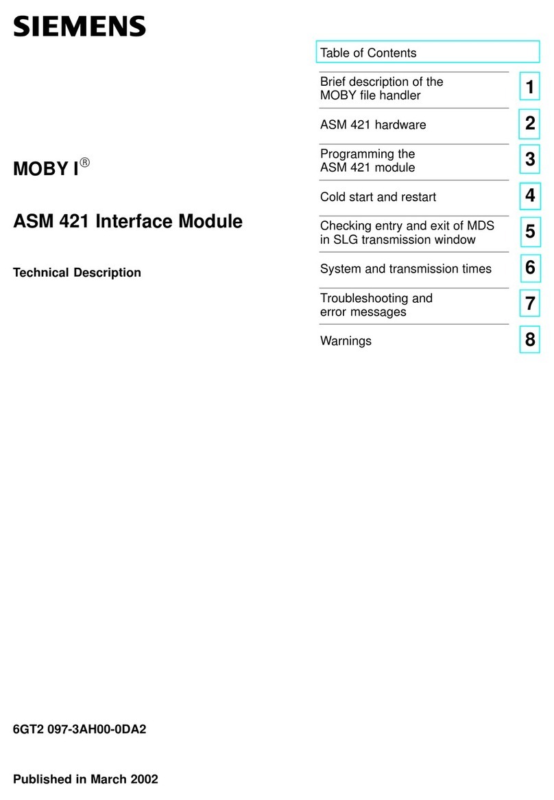Siemens MOBY I ASM 421 Parts list manual