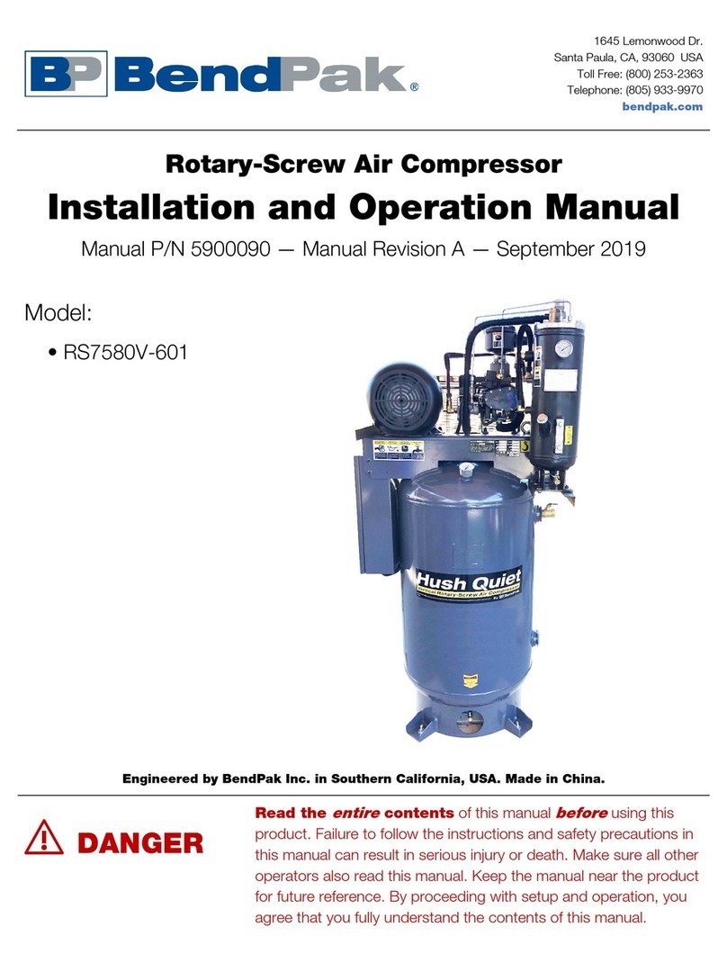Bend-Pak RS7580V-601 Installation and operation manual