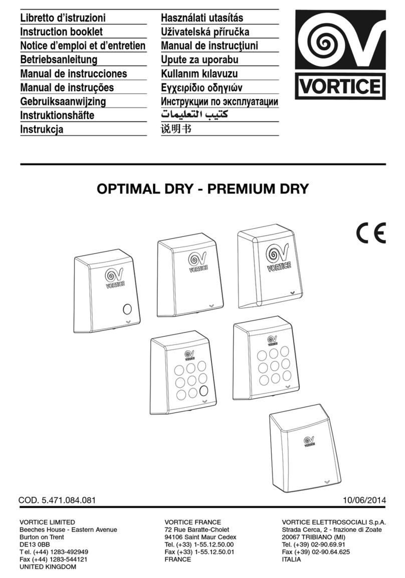Vortice Optimal Dry User manual Vortice Optimal Dry User manual