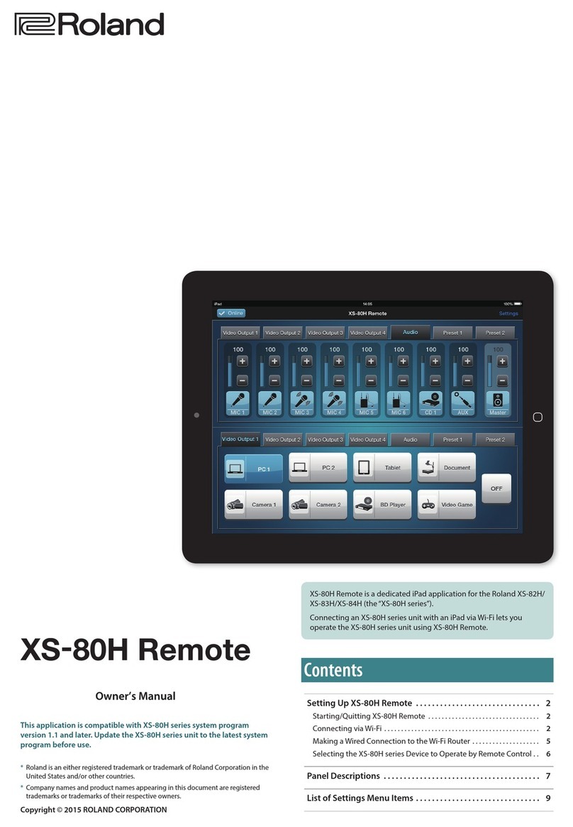 Roland XS-80H Remote User manual