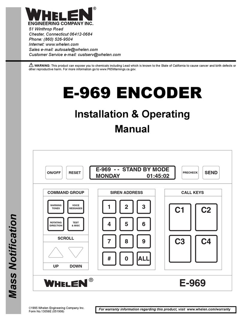 Whelen Engineering Company E-969 Installation & operating manual