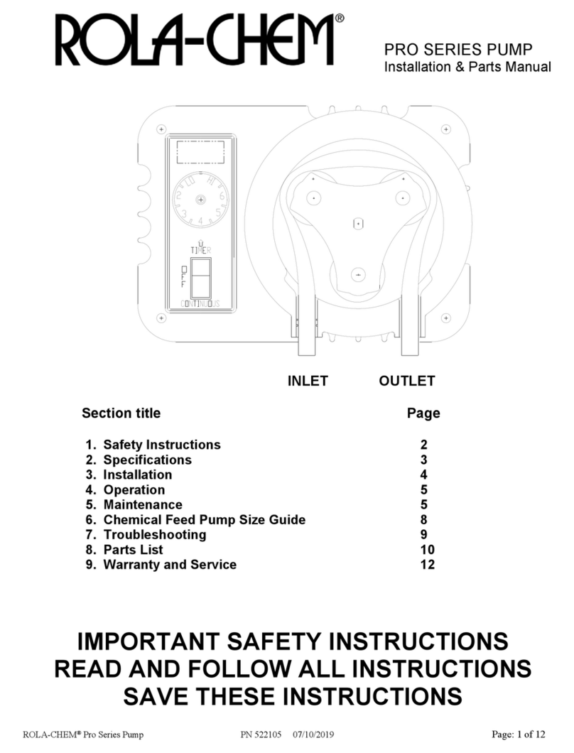 ROLA-CHEM Pro Series INSTALLATION AND PARTS MANUAL