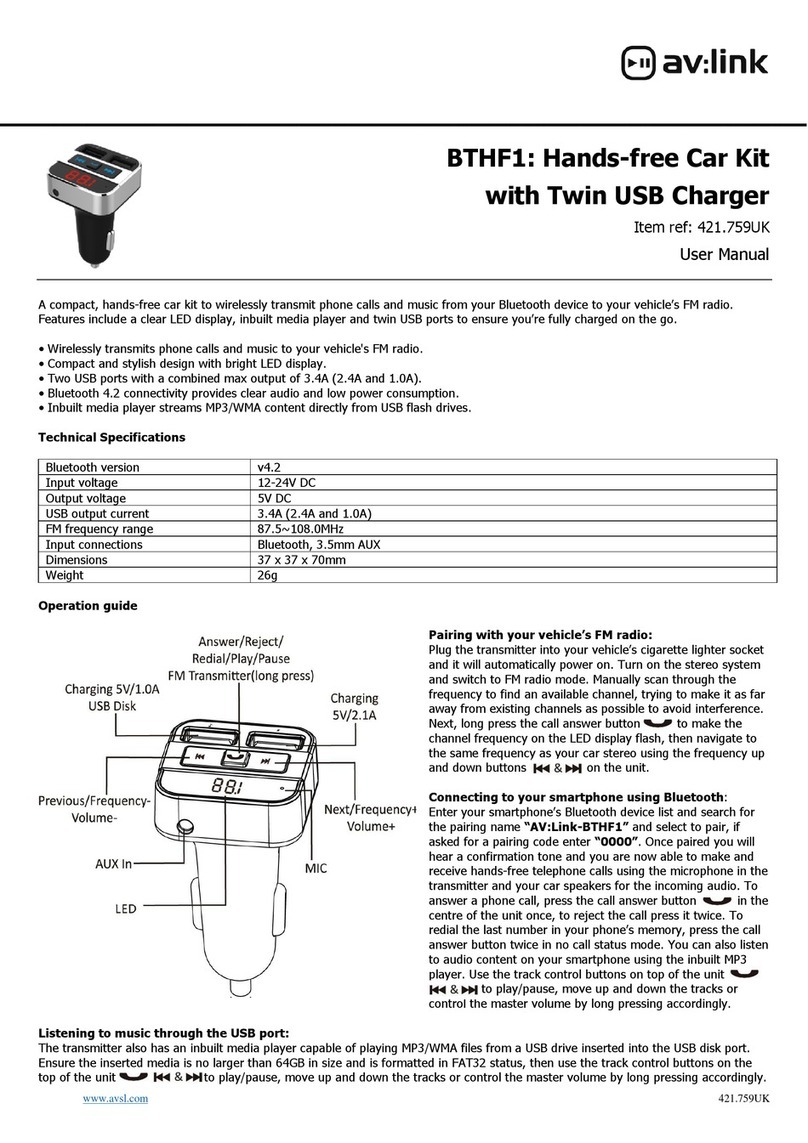 AVLink BTHF1 user manual