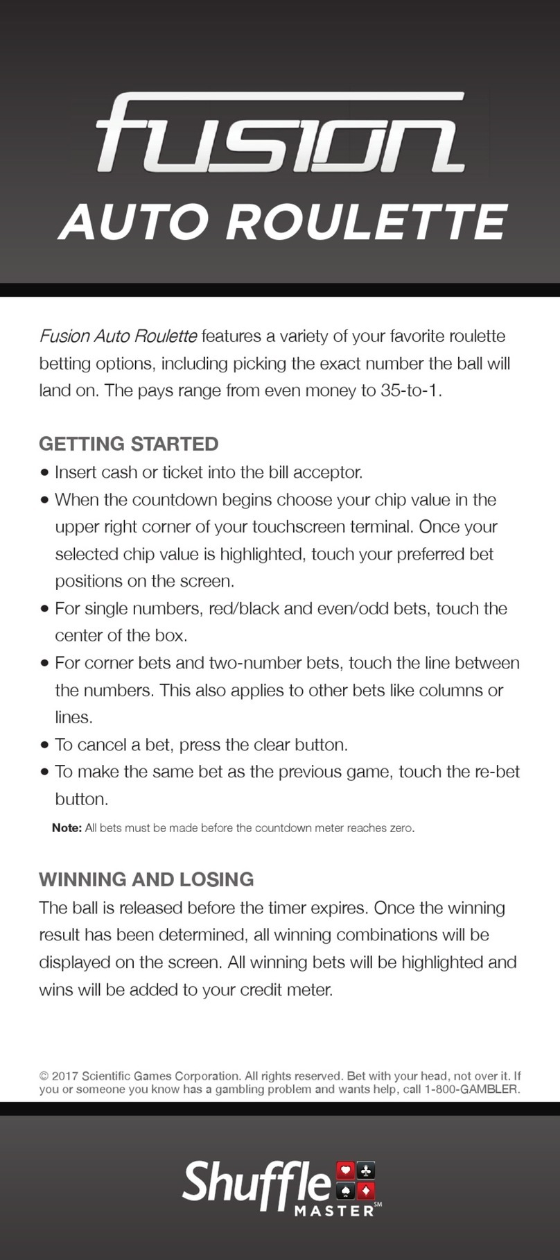 Fusion Shuffle Master Auto Roulette Getting started Fusion Shuffle Master Auto Roulette Getting started