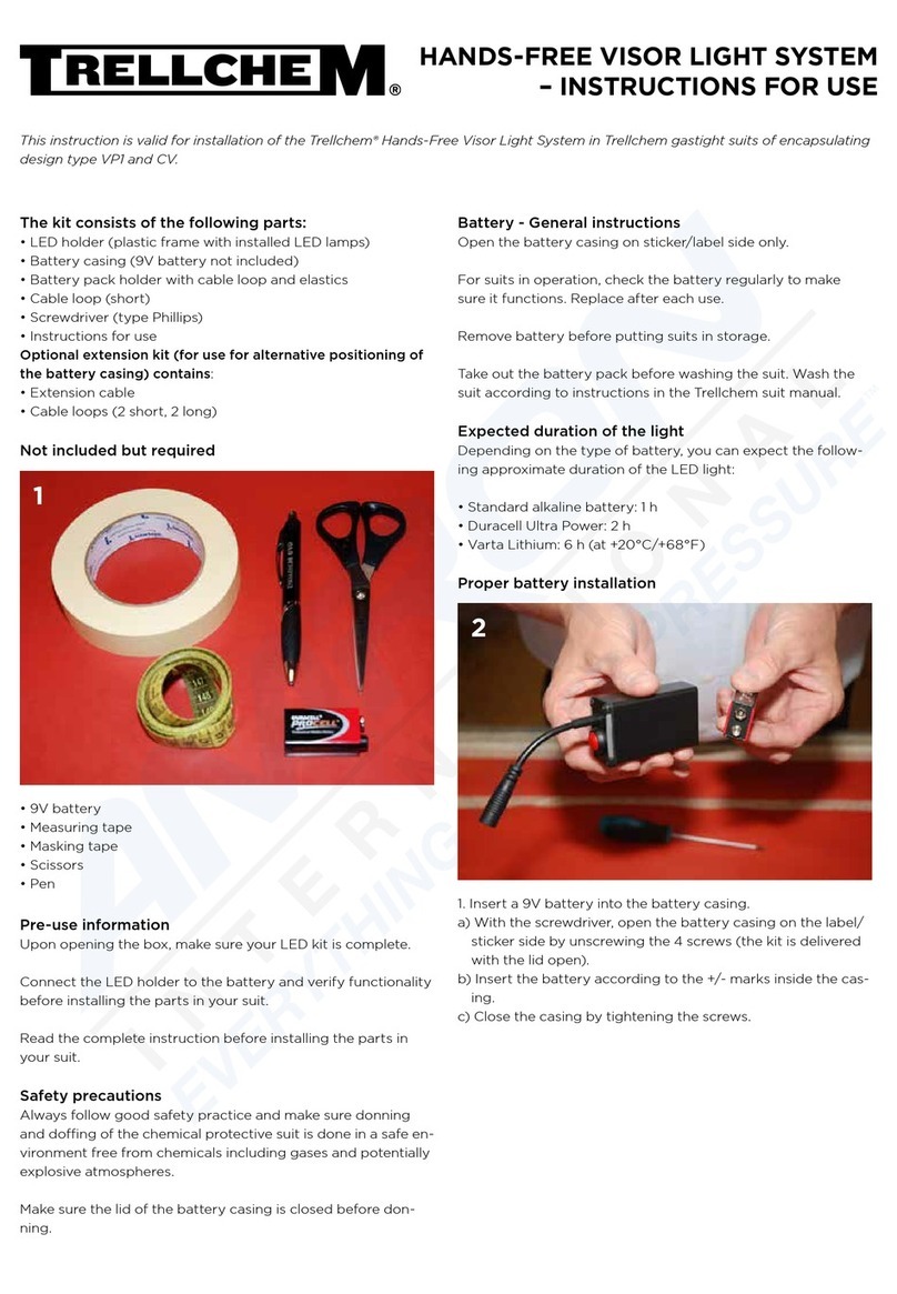 Ansell Trellchem Hands-Free Visor Light System Instructions for use
