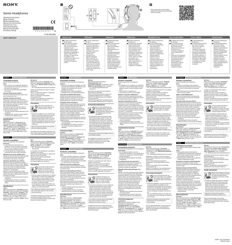Sony MDR-XB950AP operating instructions