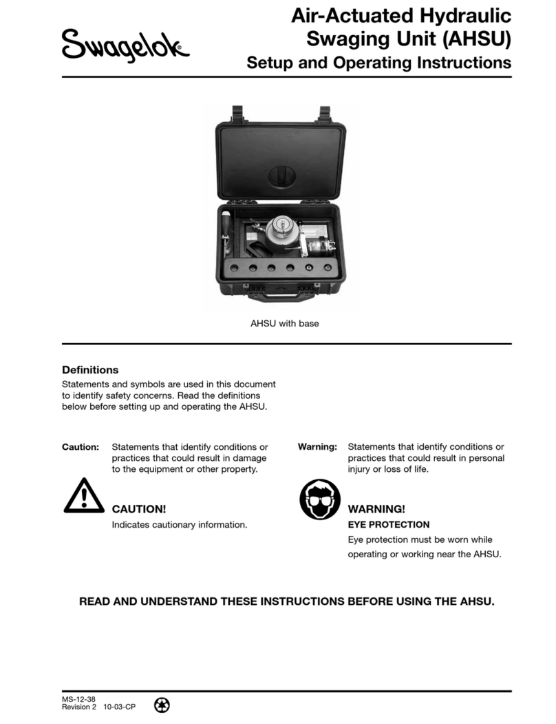 Swagelok Air-Actuated Hydraulic Swaging Unit Set up and operating instructions Swagelok Air-Actuated Hydraulic Swaging Unit Set up and operating instructions
