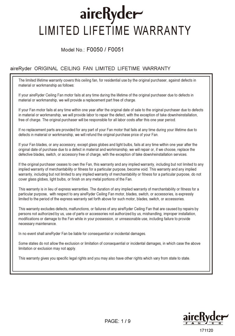 aireRyder F0050 quick start guide