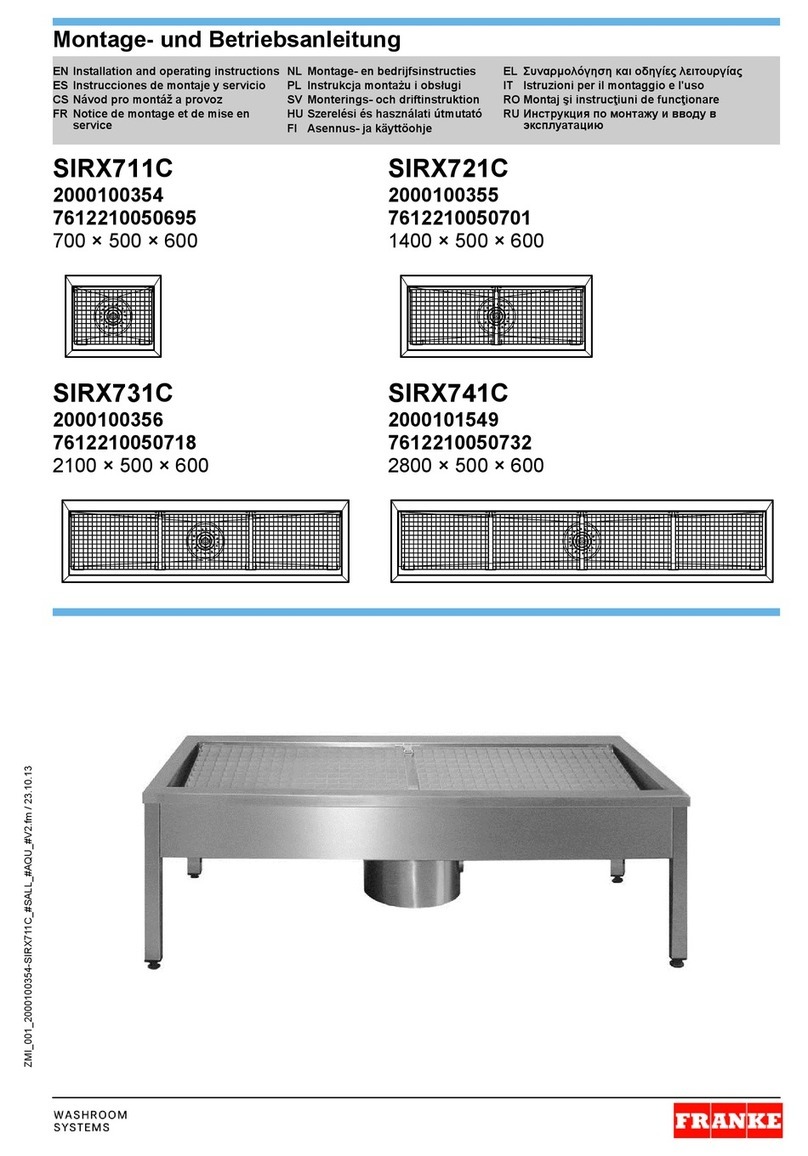 Franke SIRX711C Installation and operating instructions
